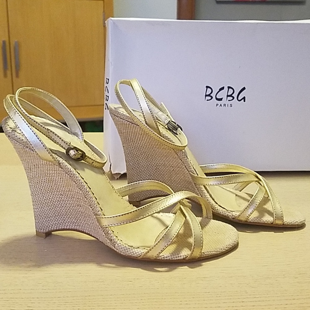 BCBG Paris golden espadrilles
